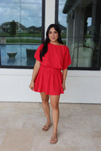 Load image into Gallery viewer, CHERRY PIE CINCHED MINI DRESS | RED