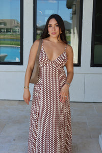 BESS PRINTED OPEN BACK MAXI DRESS | SADDLE