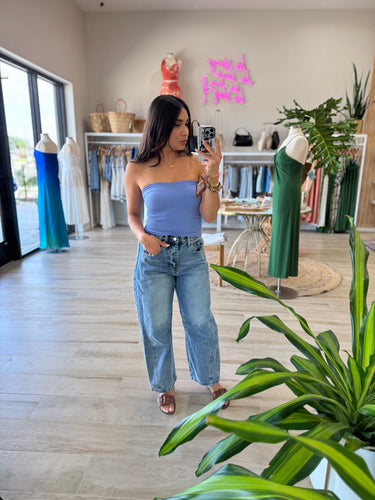 STELLA SEAMLESS TUBE TOP | COASTAL BLUE