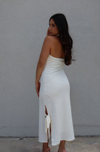Load image into Gallery viewer, FAYE TIE DETAIL HALTER MIDI DRESS | IVORY