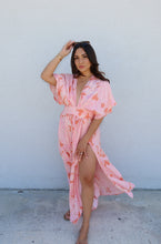 Load image into Gallery viewer, ESME KIMONO DRESS | ORANGE &amp; PINK