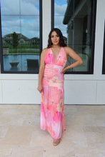 Load image into Gallery viewer, AMELIA FLORAL PLUNGING HALTER MAXI | PINK