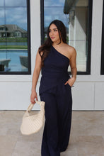 Load image into Gallery viewer, CRUZ ONE SHOULDER RUCHED TOP | NAVY