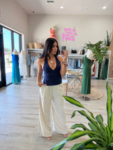 Load image into Gallery viewer, AMBER LINEN HALTER TANK | NAVY