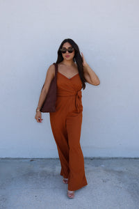 SIENNA SURPLICE JUMPSUIT | TAWNY