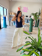 Load image into Gallery viewer, AMBER LINEN HALTER TANK | NAVY