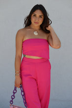 Load image into Gallery viewer, BRITTANY LINEN BANDEAU PANT SET | FUCHSIA