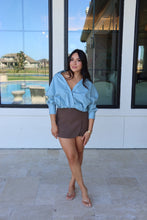 Load image into Gallery viewer, HARMONY MID RISE WRAP SKORT | CHOCOLATE