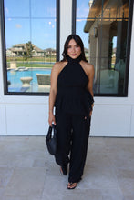 Load image into Gallery viewer, AVELINE WIDE LEG CHIFFON PANTS | BLACK