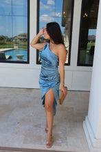 Load image into Gallery viewer, AZUL SATIN ONE SHOULDER MIDI DRESS