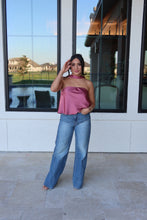 Load image into Gallery viewer, AVERY STRAPLESS SCARF DETAIL SATIN TOP | ROSE