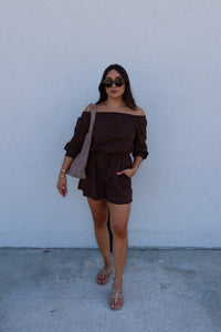BREANNA LONG SLEEVE ROMPER | UMBER