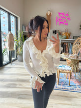 Load image into Gallery viewer, LIZZIE RUFFLED KNIT TOP | CREAM