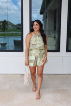 Load image into Gallery viewer, MURANO RUFFLED HALTER ROMPER | GREEN MULTI