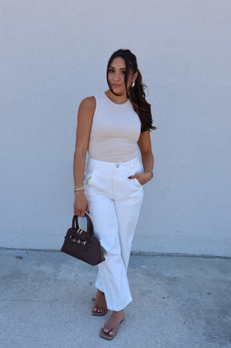REAGAN SLEEVELESS BODYSUIT | CREAM