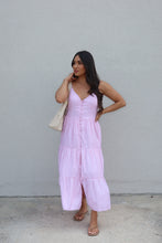 Load image into Gallery viewer, OLIVIA BUTTON DOWN TIERED MAXI DRESS | LT PINK