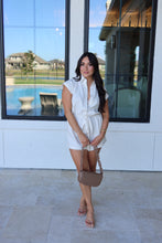 Load image into Gallery viewer, DIXIE LINEN CAP SLEEVE ROMPER | OATMEAL