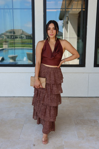 ROSALIE TIERED RUFFLE MAXI | MOCHA