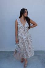 Load image into Gallery viewer, PRIMROSE LACE DROP WAIST MIDI DRESS | CREAM &amp; BROWN
