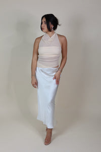 ANIKA SATIN & MESH MIDI/MAXI DRESS | IVORY