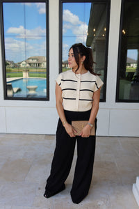 HARPER PLEATED WIDE LEG SWEATPANTS | BLACK