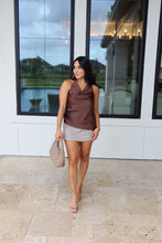 Load image into Gallery viewer, BAILEY SATIN HALTER TOP | ESPRESSO