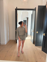 Load image into Gallery viewer, ELARA BOAT NECK SHORTS SET | OLIVE HAZE