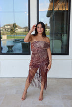 Load image into Gallery viewer, ASTRA BOHO PATCHWORK FRINGE DRESS