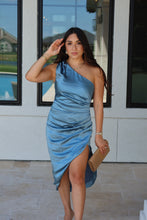 Load image into Gallery viewer, AZUL SATIN ONE SHOULDER MIDI DRESS
