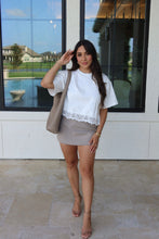 Load image into Gallery viewer, TERRY LACE TRIM CREW TOP | WHITE