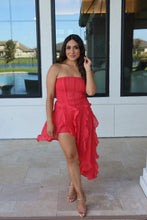 Load image into Gallery viewer, CORA HIGH LOW RUFFLE LACE DRESS | CORAL