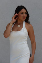 Load image into Gallery viewer, FAYE TIE DETAIL HALTER MIDI DRESS | IVORY