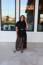 Load image into Gallery viewer, HARMONY T-SHIRT LACE SKIRT MAXI DRESS | BLACK