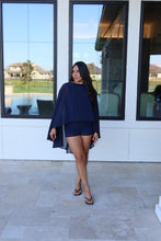 Load image into Gallery viewer, DAPHNE CAPE CHIFFON ROMPER | NAVY