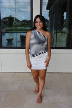 Load image into Gallery viewer, EMILY ONE SHOULDER STRIPE TOP | NAVY &amp; WHITE