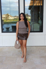 Load image into Gallery viewer, HAZEL HIGH WAISTED FAUX LEATHER PLEATED MINI SKORT