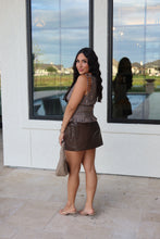 Load image into Gallery viewer, HAZEL HIGH WAISTED FAUX LEATHER PLEATED MINI SKORT