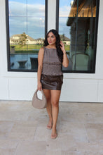 Load image into Gallery viewer, HAZEL HIGH WAISTED FAUX LEATHER PLEATED MINI SKORT