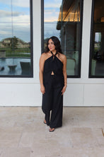 Load image into Gallery viewer, SAVANNAH HALTER TIE LINEN BLEND TOP | BLACK