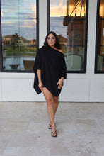 Load image into Gallery viewer, CLARISSA ASYMMETRICAL KNIT PONCHO | BLACK