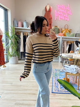 Load image into Gallery viewer, CAPPUCCINO STRIPED SWEATER TOP | MOCHA &amp; BLACK