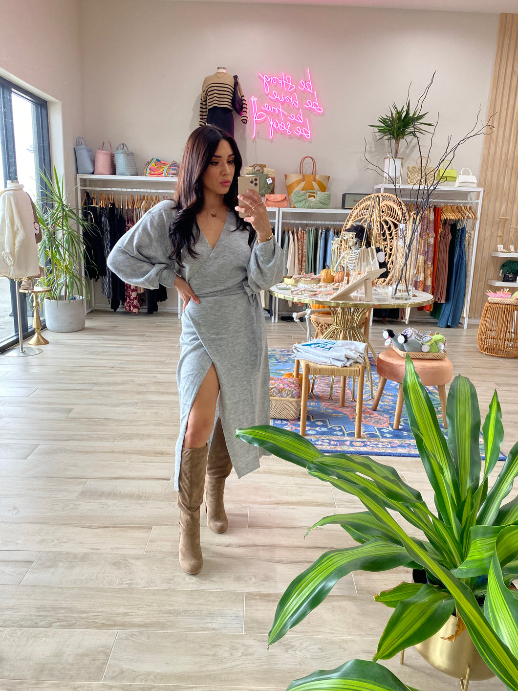 CLAUDETTE KNIT SWEATER WRAP MIDI DRESS