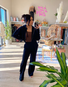 FRENCH TERRY CROPPED HOODIE & SWEATPANT SET