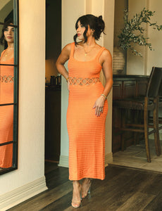 ALANI CROCHET MIDI DRESS | ORANGE