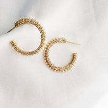 Load image into Gallery viewer, ONLY YOU PAVE PEARL HOOPS | GOLD FILLED