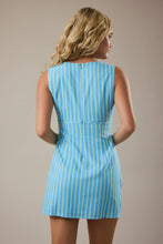 Load image into Gallery viewer, ADDIE STRIPED MINI DRESS | TURQ BLUE &amp; GREEN