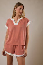 Load image into Gallery viewer, ENID CONTRAST KNIT SHORT SET | SALMON
