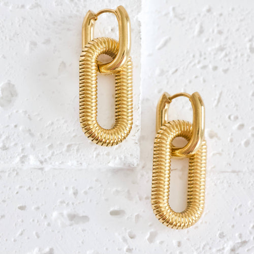 NATALIE TEXTURED DROP HOOP EARRINGS