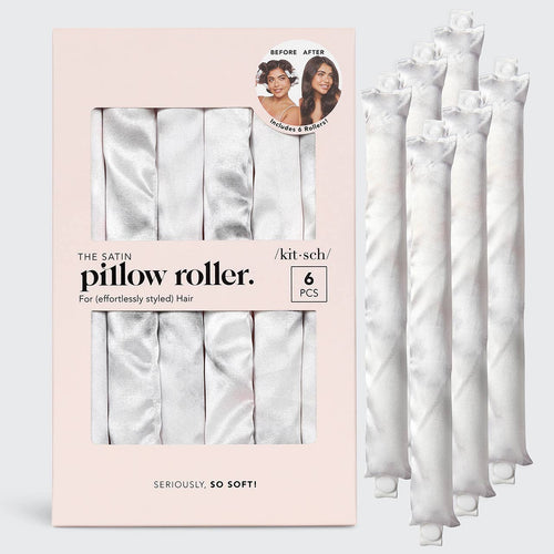 SATIN HEATLESS PILLOW ROLLERS 6PC | SOFT MARBLE