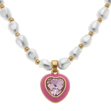 Load image into Gallery viewer, MADELEINE PEARL &amp; HEART NECKLACE | PINK